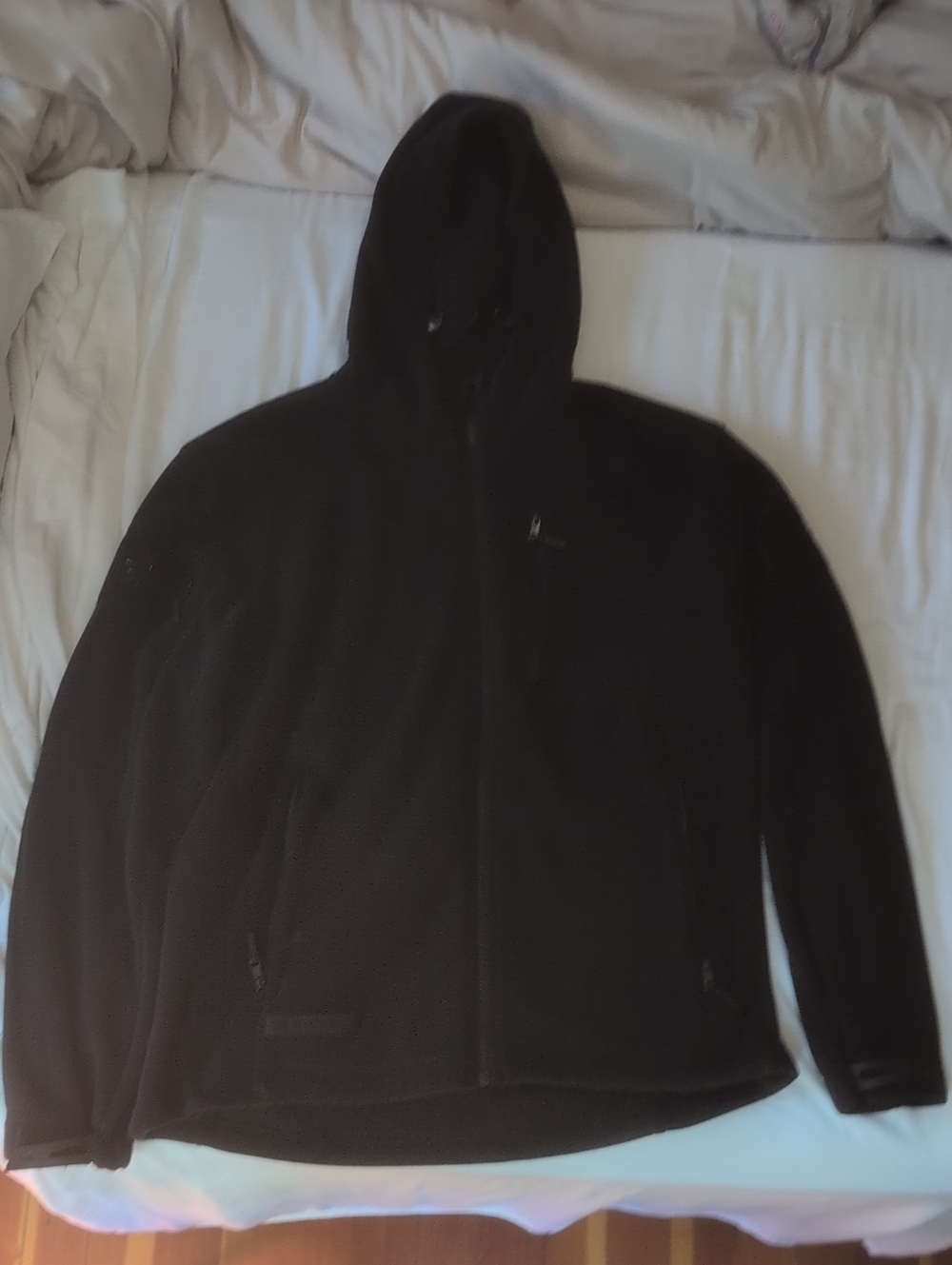 Men's Black Full-Zip Hooded Fleece Jacket